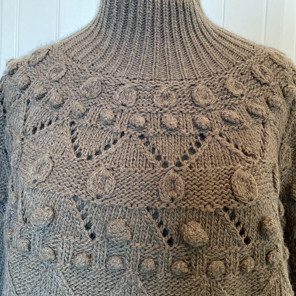 Army green pom-pom Fair Isle style classic knit wool blend sweater knitwear